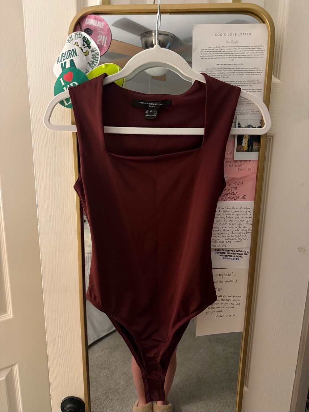 French Connection Sleeveless Bodysuit in Deep Burgundy